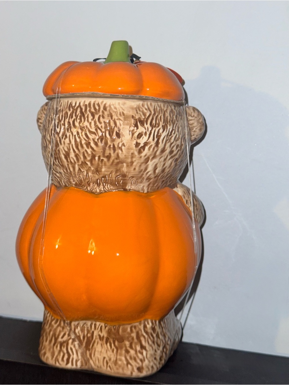 Creepy critters Brown Bear Pumpkin Cookie Jar - Orange Halloween Bear ceramic - Picture 10 of 10